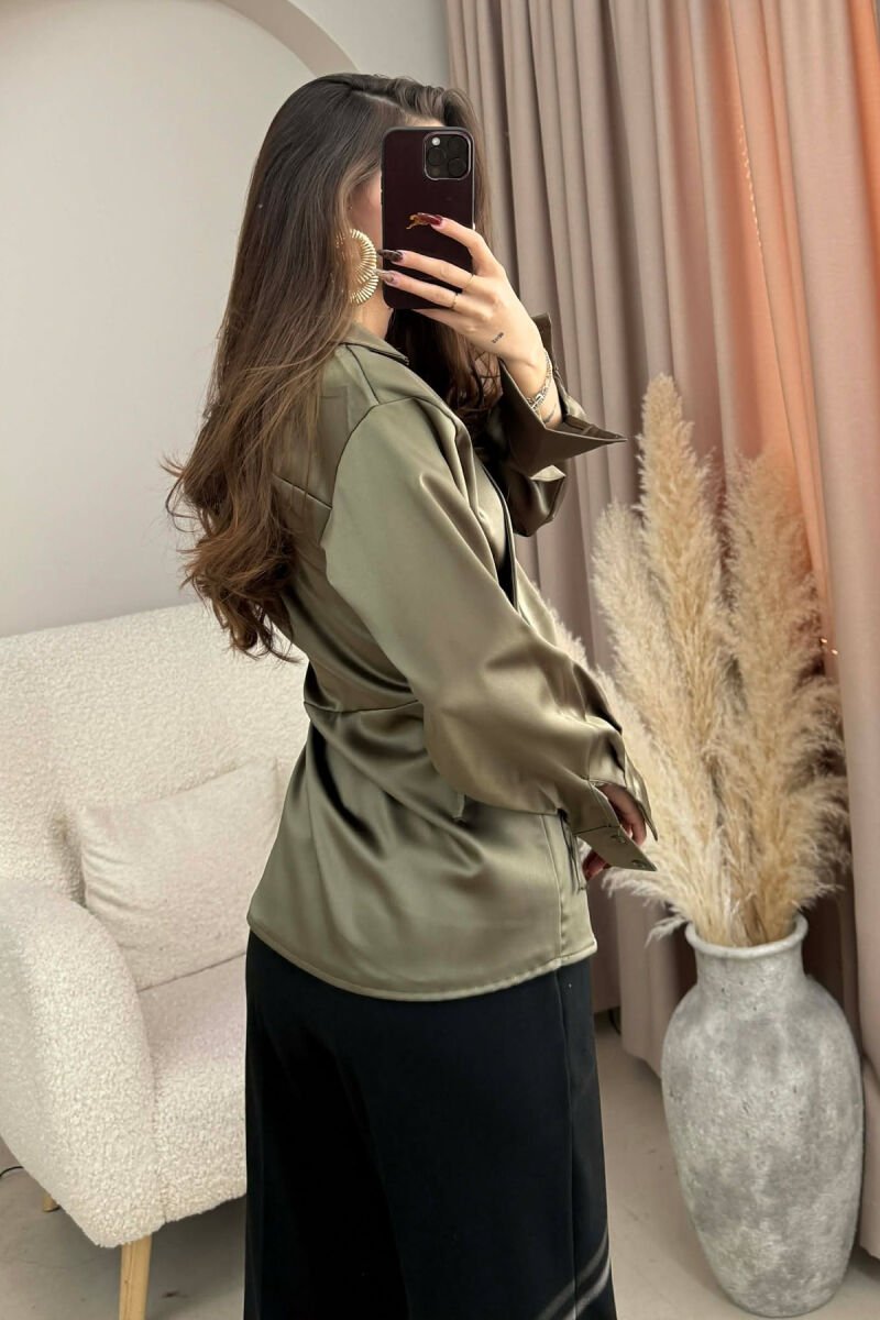 ONE COLOR LACINGS WOMEN SHIRT OLIVE/ULLI - 4