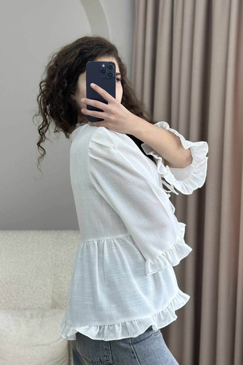 ONE COLOR LACINGS WOMEN SHIRT WHITE-E BARDHE - 3