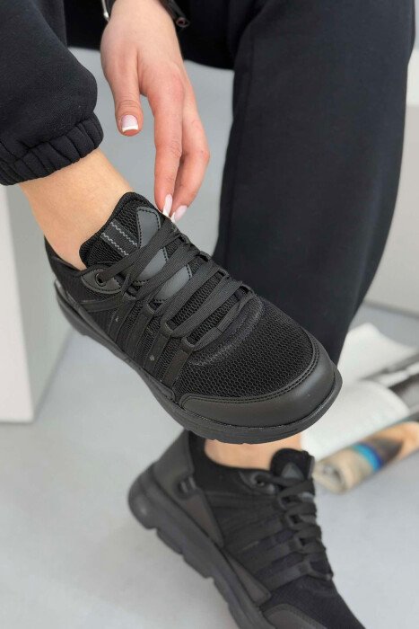 ONE COLOR LACINGS WOMEN SNEAKERS BLACK/ E ZEZE - 2