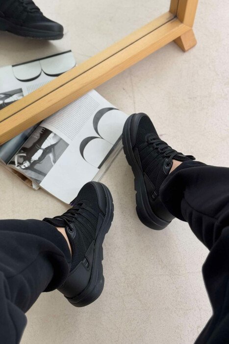 ONE COLOR LACINGS WOMEN SNEAKERS BLACK/ E ZEZE - 3