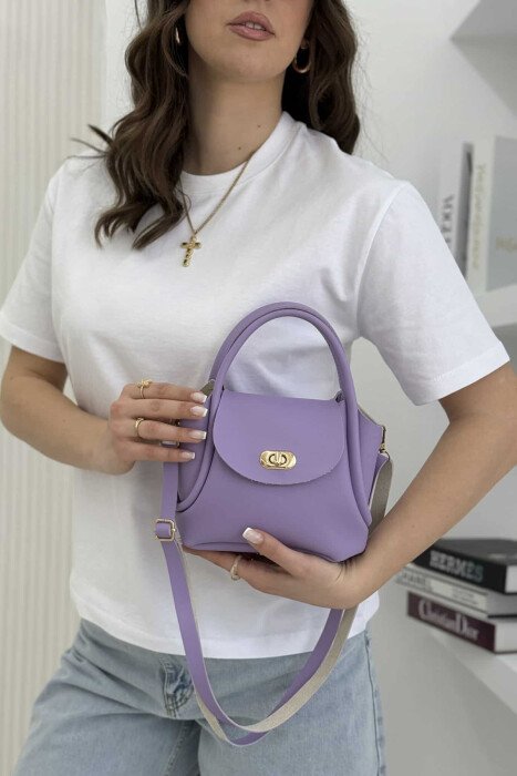 ONE COLOR LEATHER BUCKLE WOMEN BAG PURPLE/LEJLA - 6