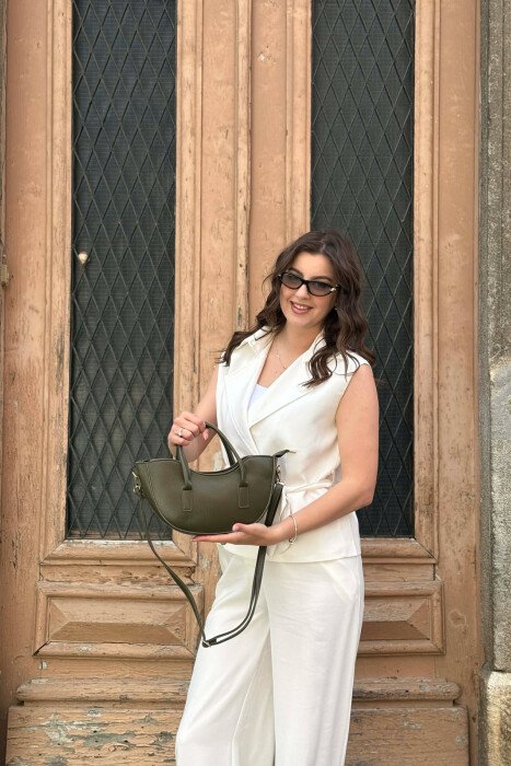 ONE COLOR LEATHER SIMPLE WOMAN BAG OLIVE/ULLI - 2