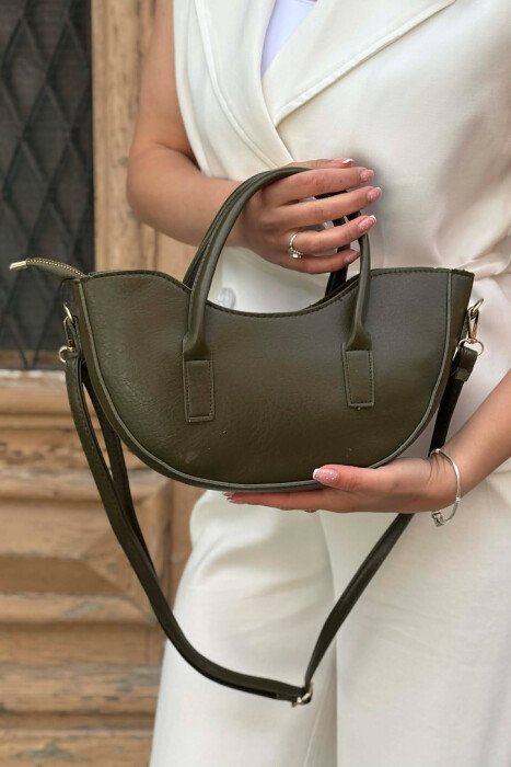 ONE COLOR LEATHER SIMPLE WOMAN BAG OLIVE/ULLI - 3