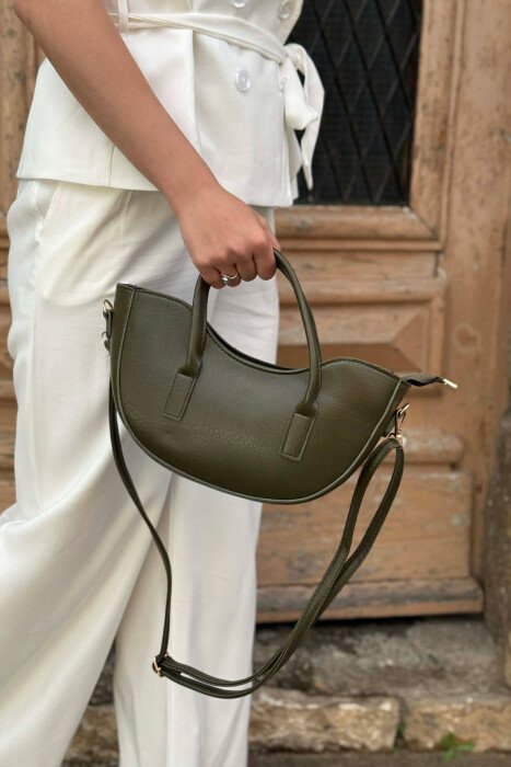 ONE COLOR LEATHER SIMPLE WOMAN BAG OLIVE/ULLI - 4