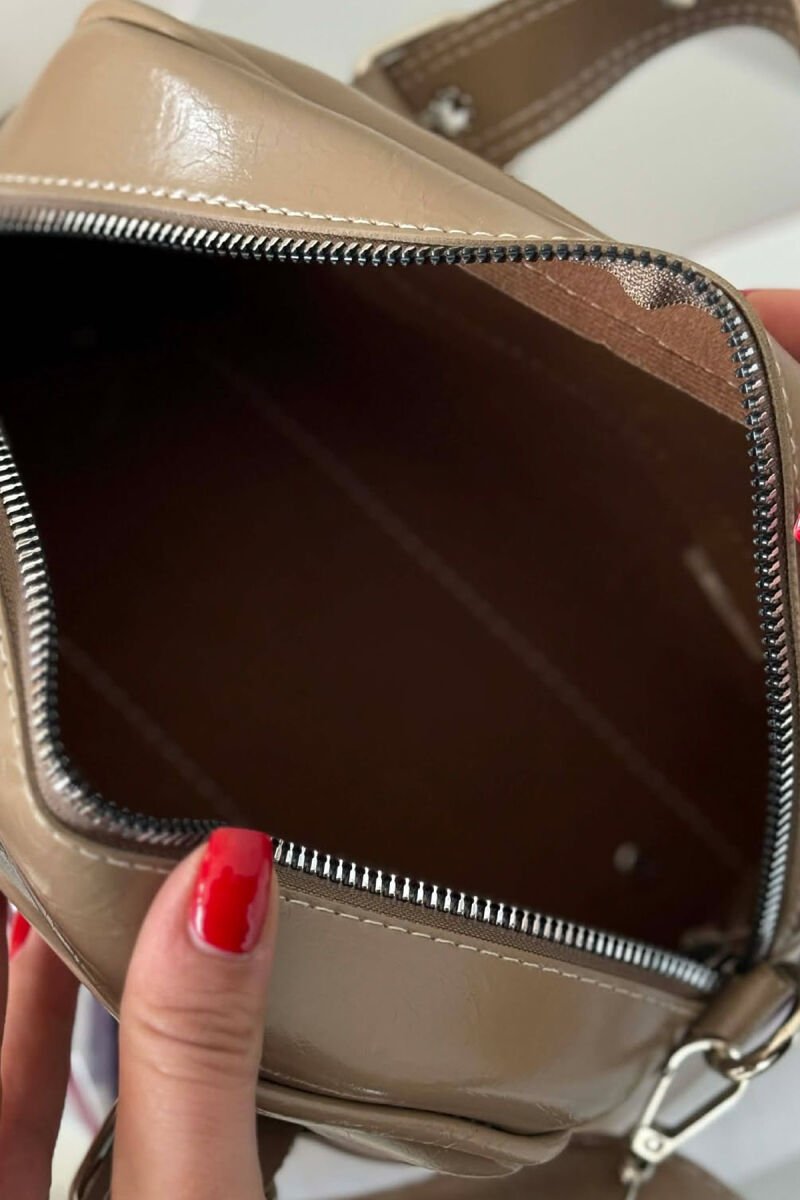 ONE COLOR LEATHER SMALL WOMAN BAG BROWN/KAFE - 7