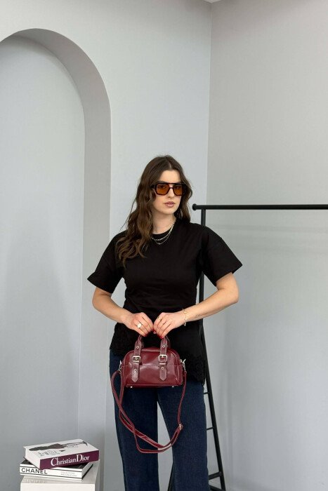 ONE COLOR LEATHER SMALL WOMAN BAG BURGUNDY/VISHNJE - 2
