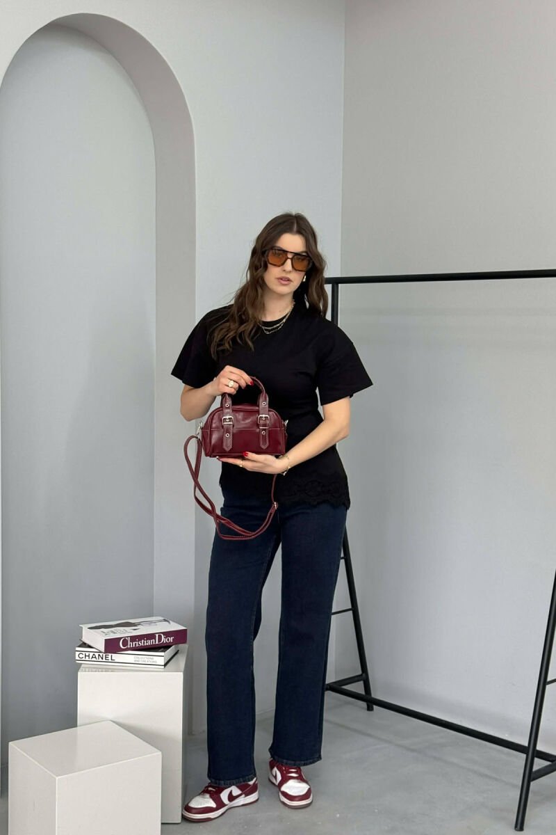 ONE COLOR LEATHER SMALL WOMAN BAG BURGUNDY/VISHNJE - 3
