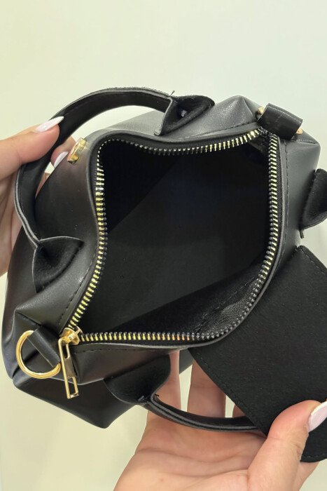 ONE COLOR LEATHER SMALL WOMEN BAG BLACK/ E ZEZE - 5