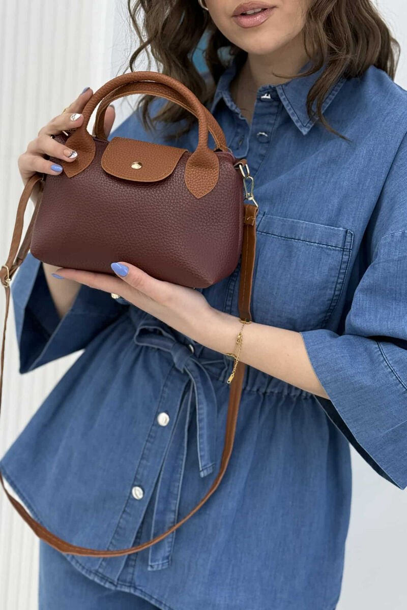 ONE COLOR LEATHER SMALL WOMEN BAG BURGUNDY/VISHNJE - 3