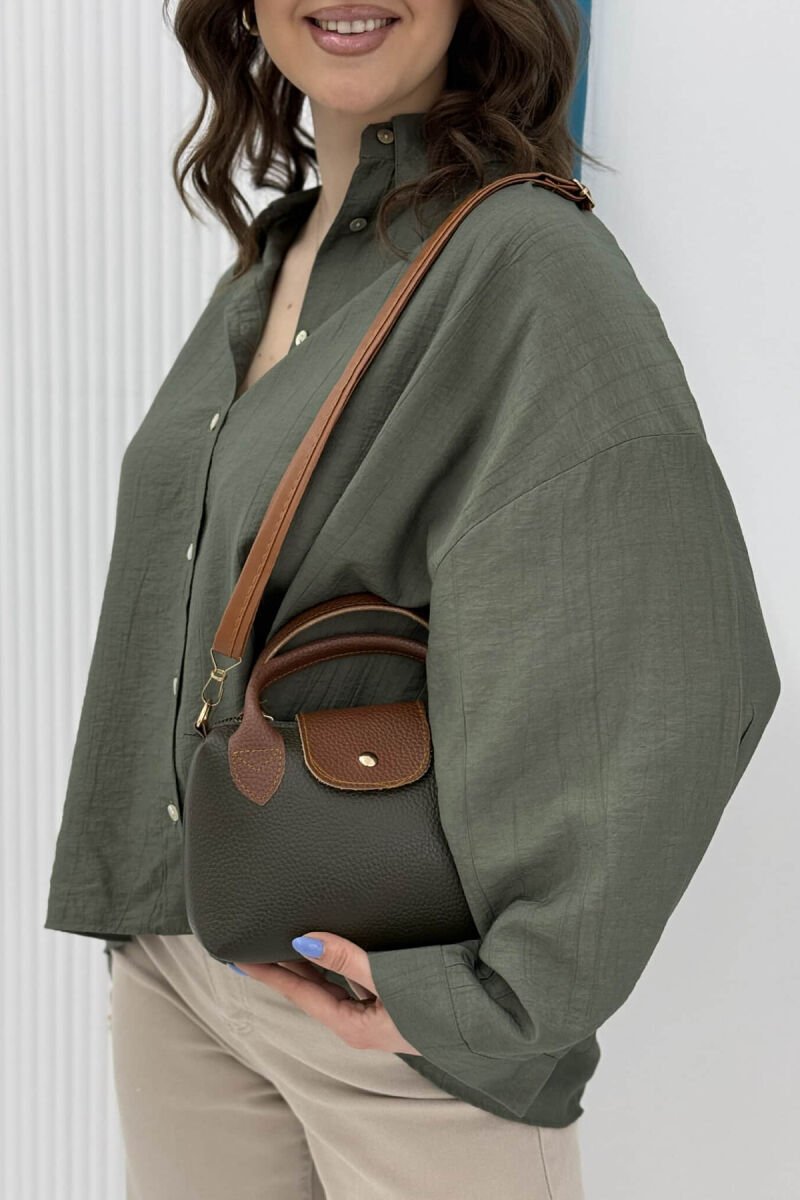 ONE COLOR LEATHER SMALL WOMEN BAG DARK GREEN/JEE - 2