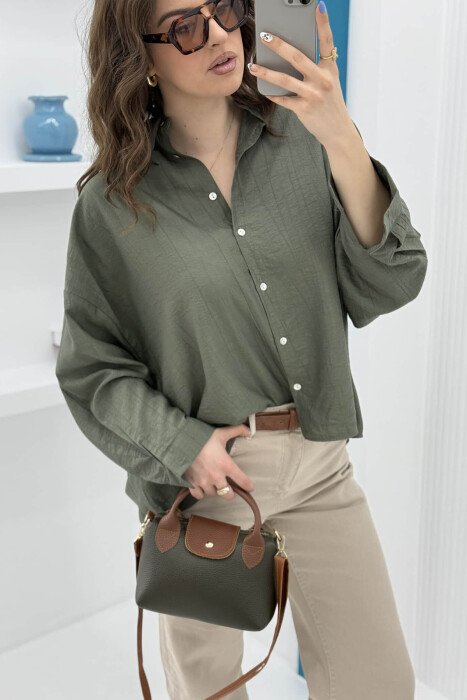 ONE COLOR LEATHER SMALL WOMEN BAG DARK GREEN/JEE - 3