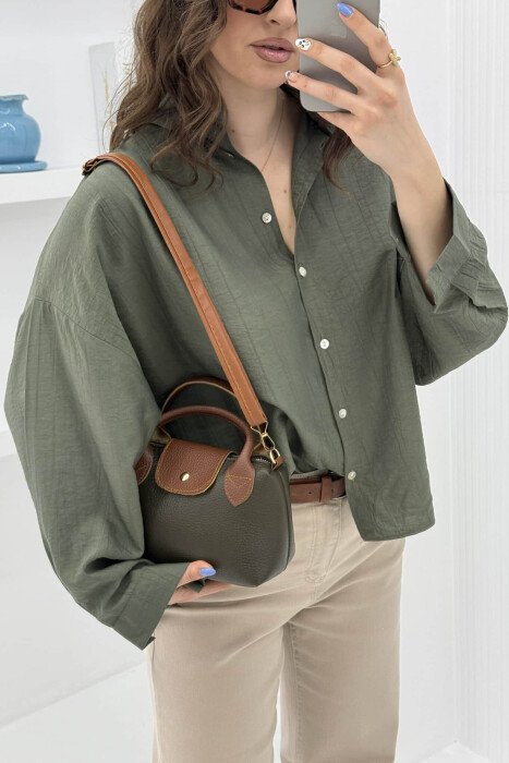 ONE COLOR LEATHER SMALL WOMEN BAG DARK GREEN/JEE - 4