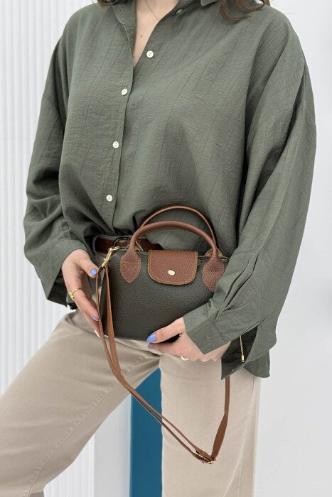 ONE COLOR LEATHER SMALL WOMEN BAG DARK GREEN/JEE - 5