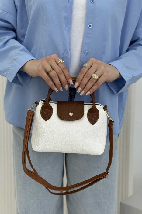 ONE COLOR LEATHER SMALL WOMEN BAG WHITE-E BARDHE 
