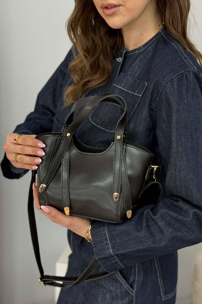ONE COLOR LEATHER WOMAN BAG BLACK/ E ZEZE - 5