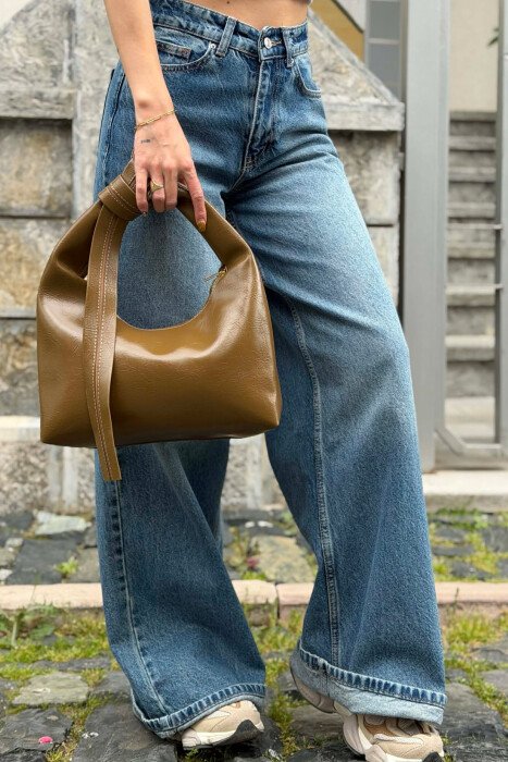 ONE COLOR LEATHER WOMAN BAG BROWN/KAFE - 1