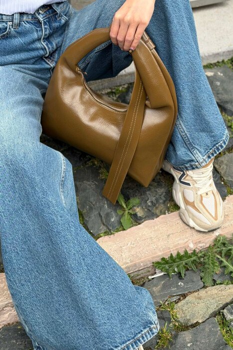 ONE COLOR LEATHER WOMAN BAG BROWN/KAFE - 4