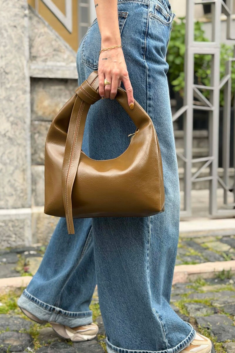 ONE COLOR LEATHER WOMAN BAG BROWN/KAFE - 5