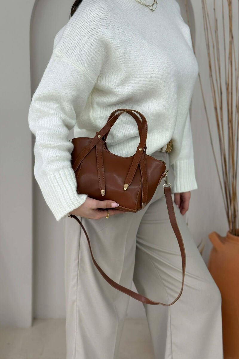 ONE COLOR LEATHER WOMAN BAG BROWN/KAFE - 3