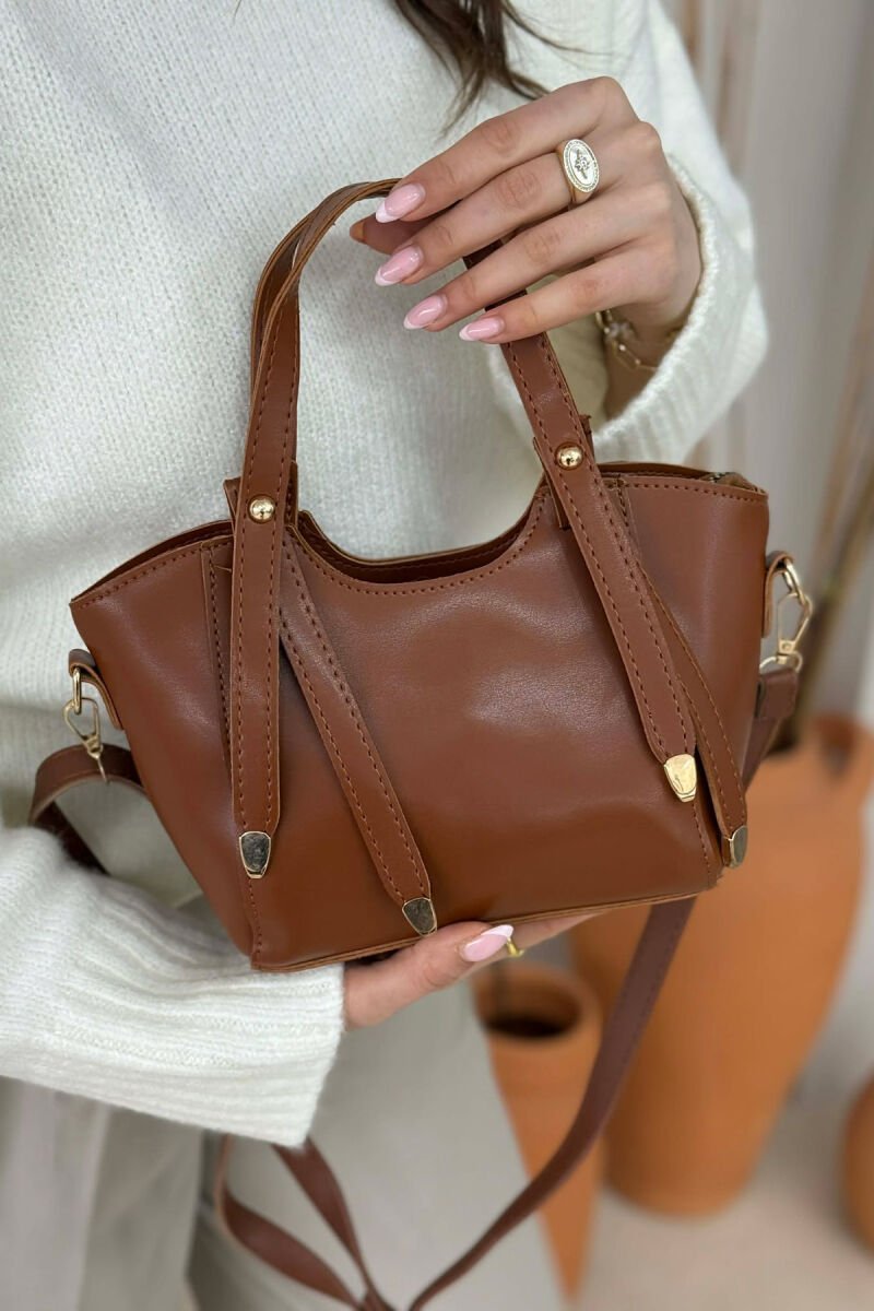 ONE COLOR LEATHER WOMAN BAG BROWN/KAFE - 6