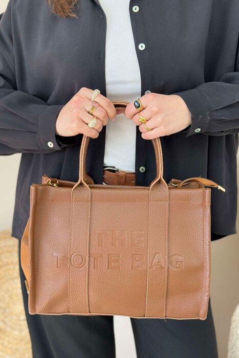 ONE COLOR LEATHER WOMAN BAG BROWN/KAFE - 1