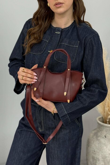 ONE COLOR LEATHER WOMAN BAG BURGUNDY/VISHNJE - KLAUDIO FASHION