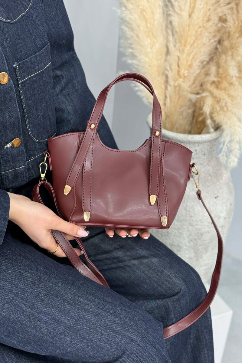 ONE COLOR LEATHER WOMAN BAG BURGUNDY/VISHNJE - 2