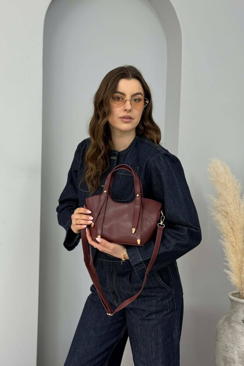 ONE COLOR LEATHER WOMAN BAG BURGUNDY/VISHNJE - 3