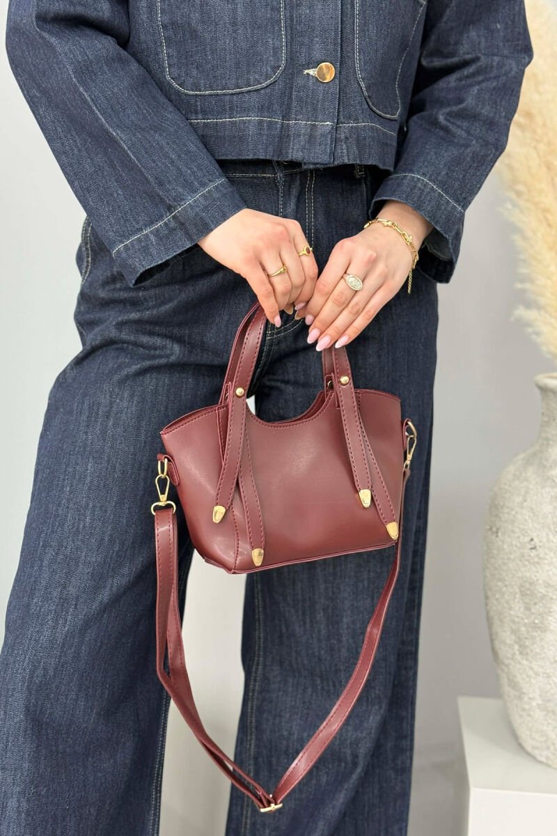 ONE COLOR LEATHER WOMAN BAG BURGUNDY/VISHNJE - 4