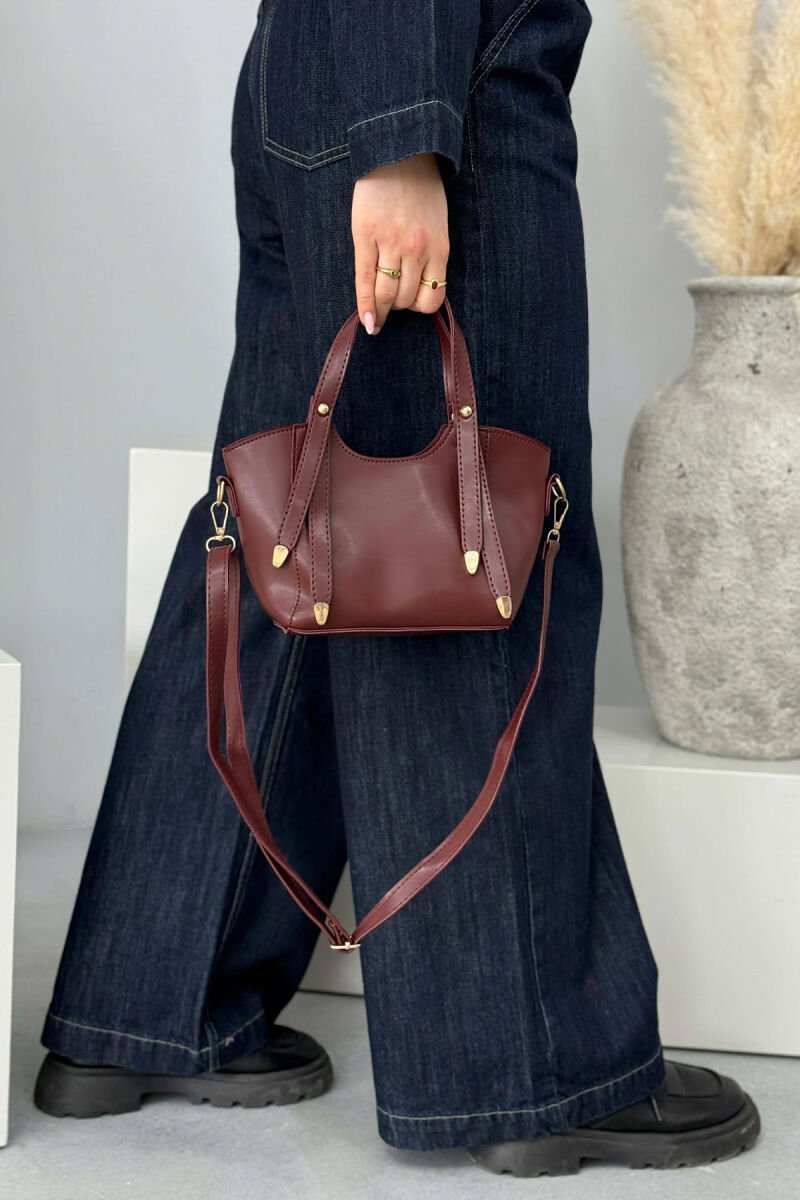 ONE COLOR LEATHER WOMAN BAG BURGUNDY/VISHNJE - 5