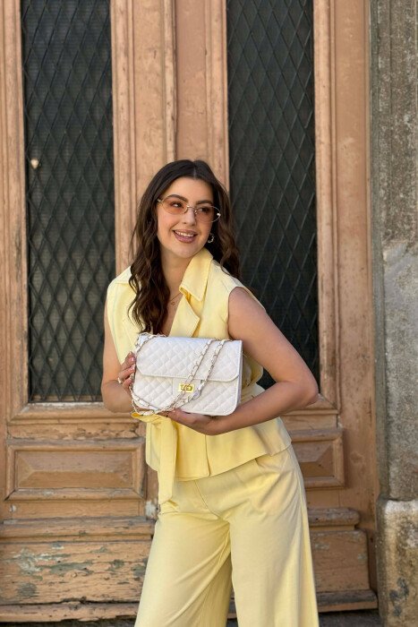 ONE COLOR LEATHER WOMAN BAG WHITE-E BARDHE - 4