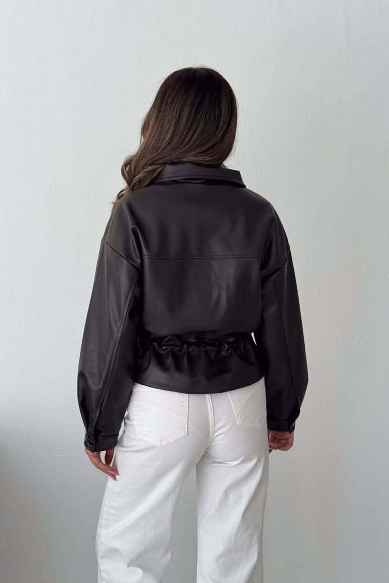 ONE COLOR LEATHER WOMAN JACKET DARK BROWN/KAE - 3