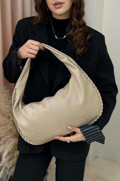 ONE COLOR LEATHER WOMEN BAG BEIGE/BEZHE - 1