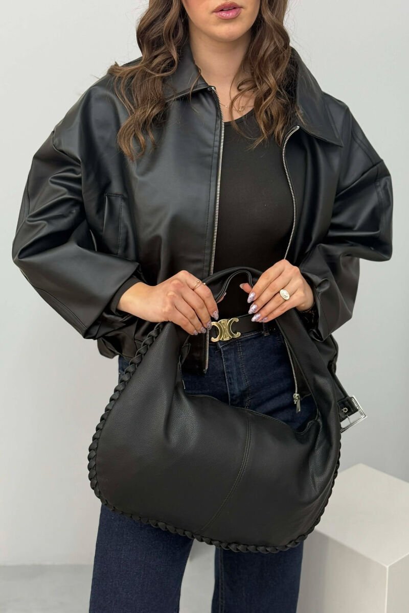 ONE COLOR LEATHER WOMEN BAG BLACK/ E ZEZE - 3
