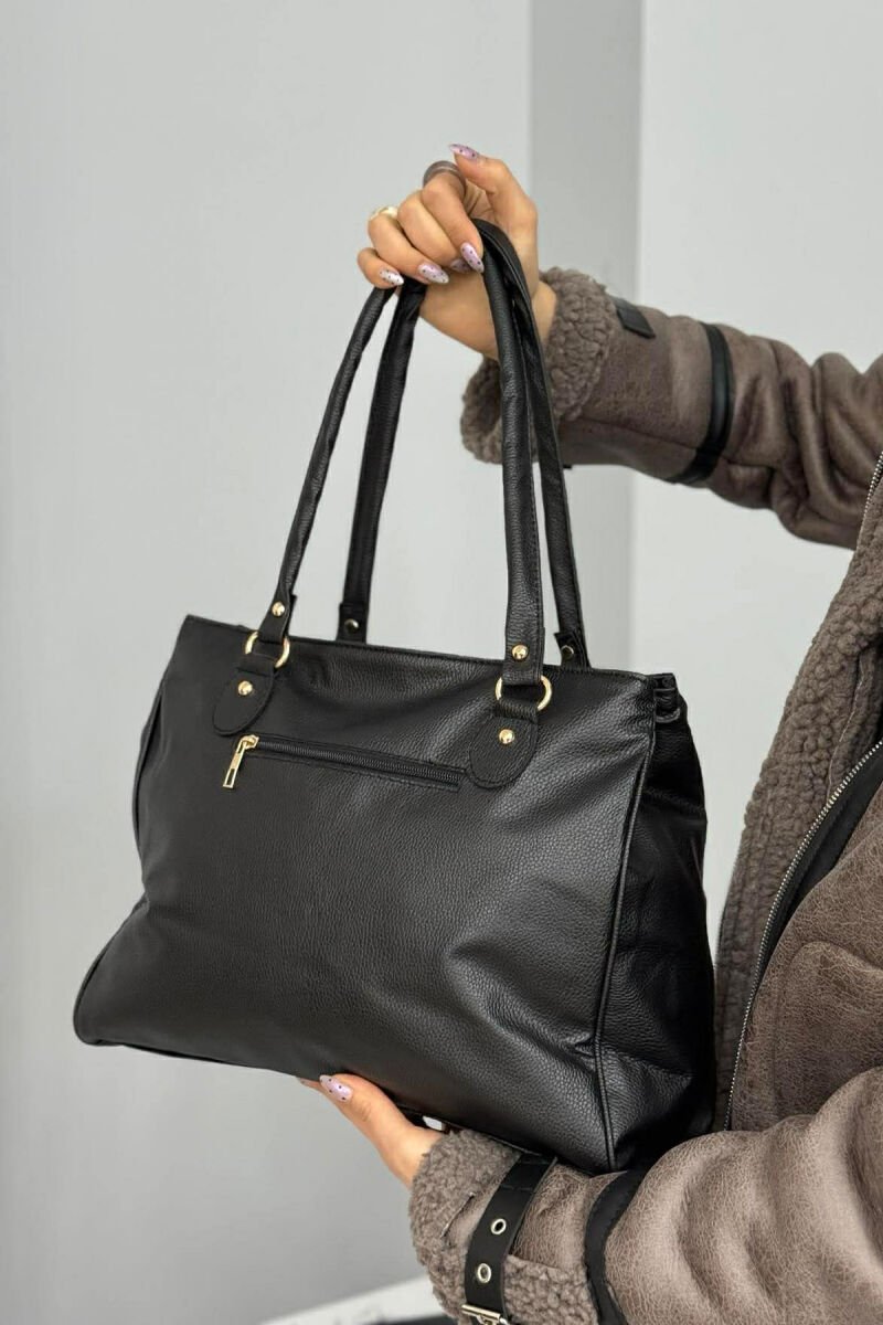 ONE COLOR LEATHER WOMEN BAG BLACK/ E ZEZE - 5