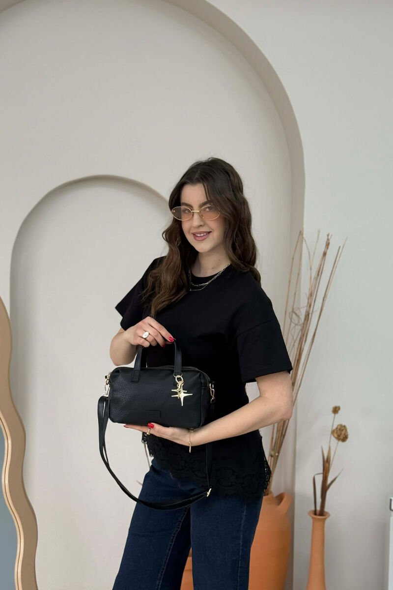 ONE COLOR LEATHER WOMEN BAG BLACK/ E ZEZE - 1