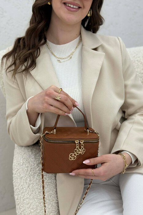 ONE COLOR LEATHER WOMEN BAG BROWN/KAFE - KLAUDIO FASHION