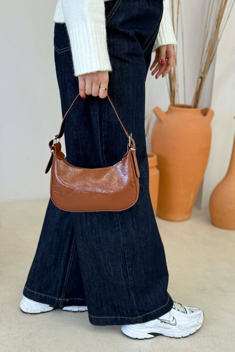 ONE COLOR LEATHER WOMEN BAG BROWN/KAFE - 3