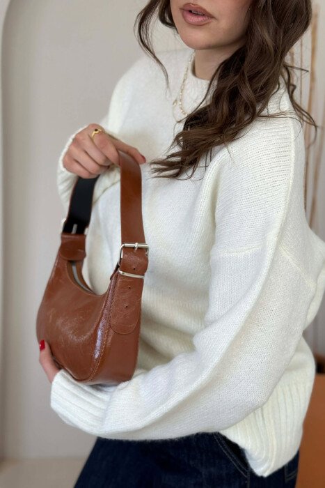 ONE COLOR LEATHER WOMEN BAG BROWN/KAFE - 6