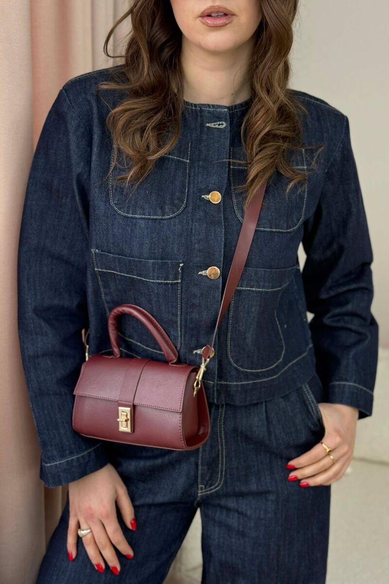ONE COLOR LEATHER WOMEN BAG BURGUNDY/VISHNJE - 2