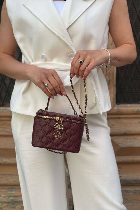 ONE COLOR LEATHER WOMEN BAG BURGUNDY/VISHNJE - KLAUDIO FASHION