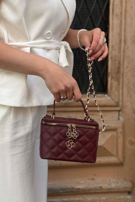 ONE COLOR LEATHER WOMEN BAG BURGUNDY/VISHNJE - 2