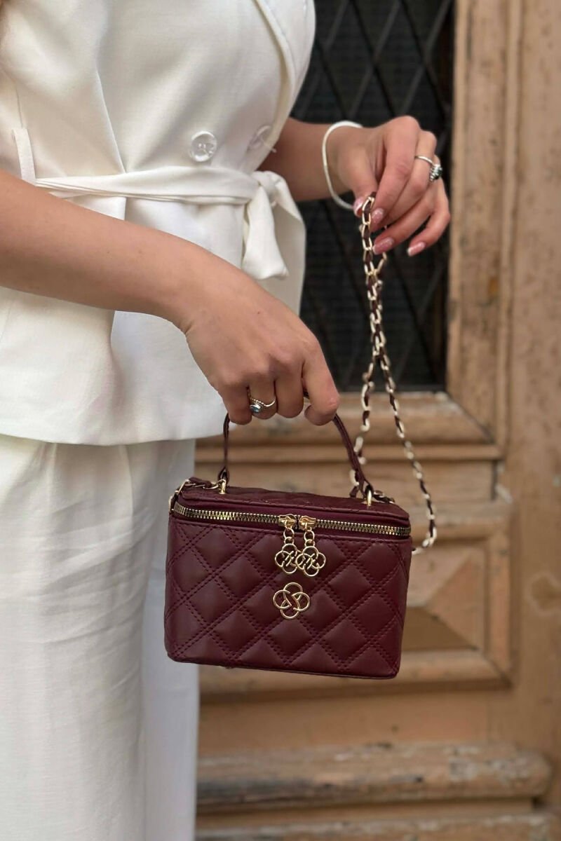 ONE COLOR LEATHER WOMEN BAG BURGUNDY/VISHNJE - 2