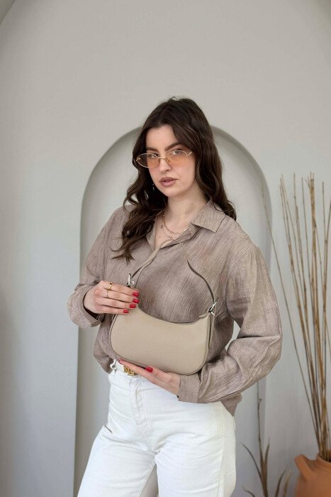 ONE COLOR LEATHER WOMEN BAG DARK BEIGE/BEZHE ERRET - 2