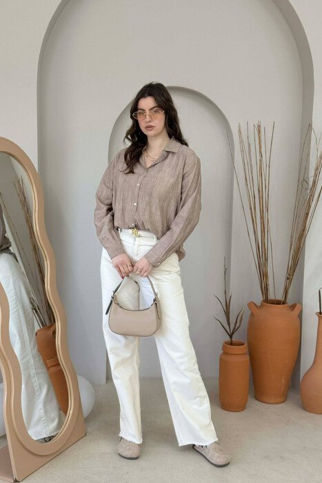 ONE COLOR LEATHER WOMEN BAG DARK BEIGE/BEZHE ERRET - 5