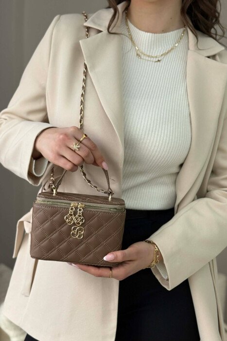 ONE COLOR LEATHER WOMEN BAG DARK BROWN/KAE - KLAUDIO FASHION