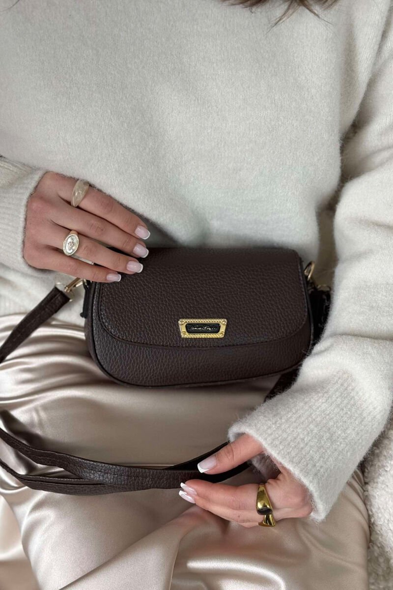 ONE COLOR LEATHER WOMEN BAG DARK BROWN/KAE - 3