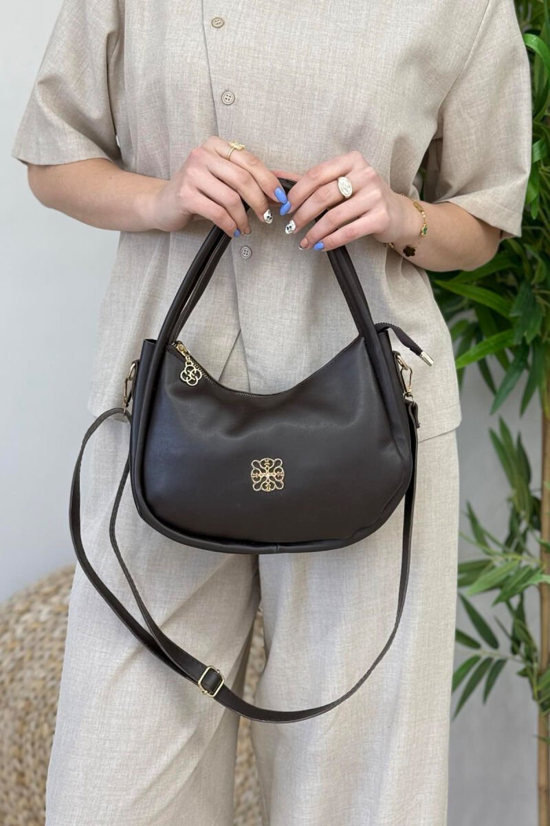 ONE COLOR LEATHER WOMEN BAG DARK BROWN/KAE - 2