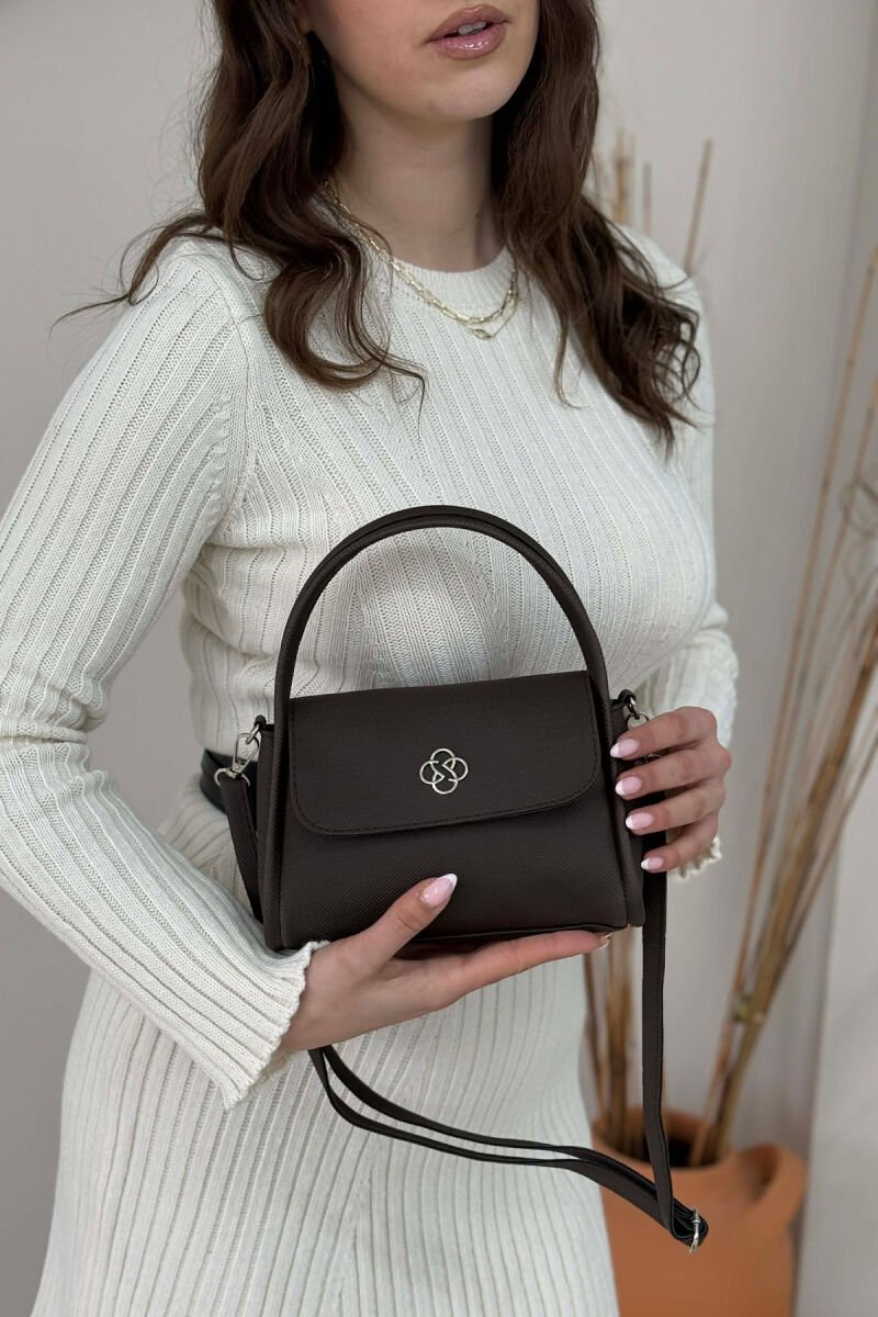 ONE COLOR LEATHER WOMEN BAG DARK BROWN/KAE - 1