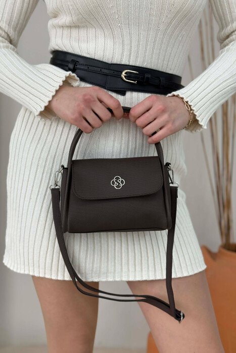 ONE COLOR LEATHER WOMEN BAG DARK BROWN/KAE - 3